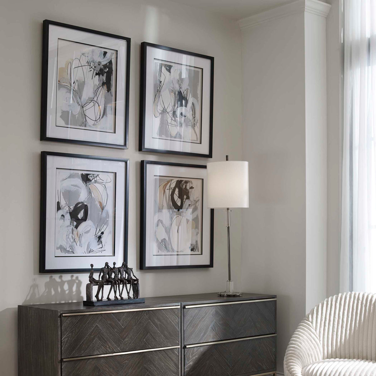 Tangled Threads Abstract Framed Prints Set/4