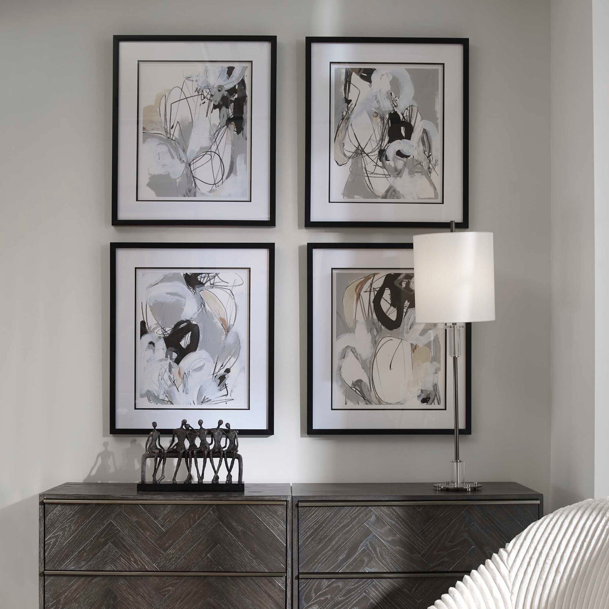 Tangled Threads Abstract Framed Prints Set/4