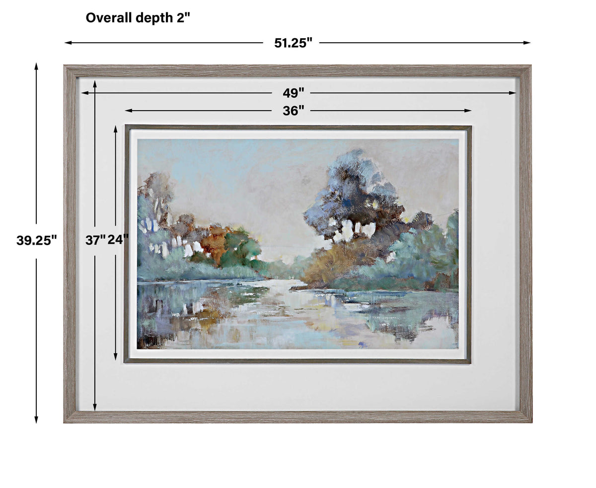 Morning Lake Watercolor Framed Print