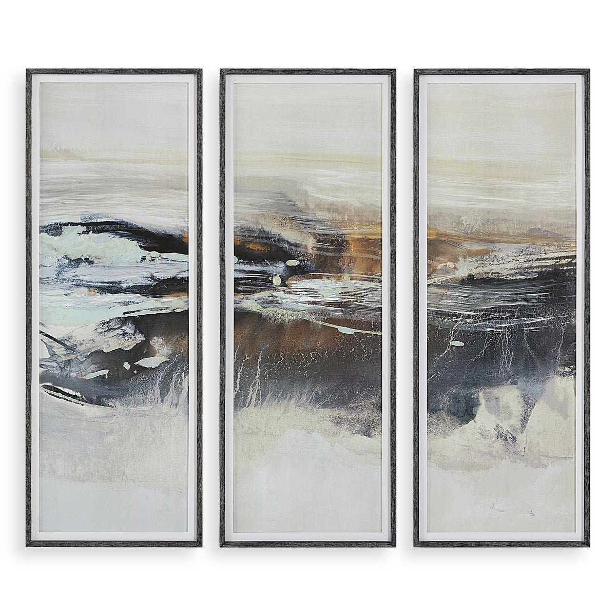 Graphite Horizon Framed Prints Set/3