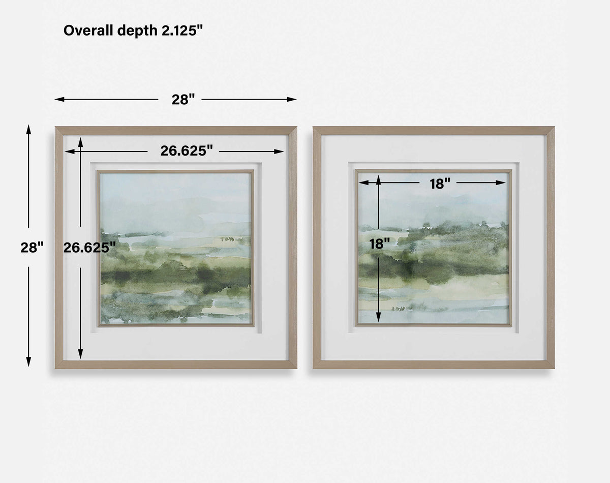 Soft Sage Abstract Landscape Prints Set/2
