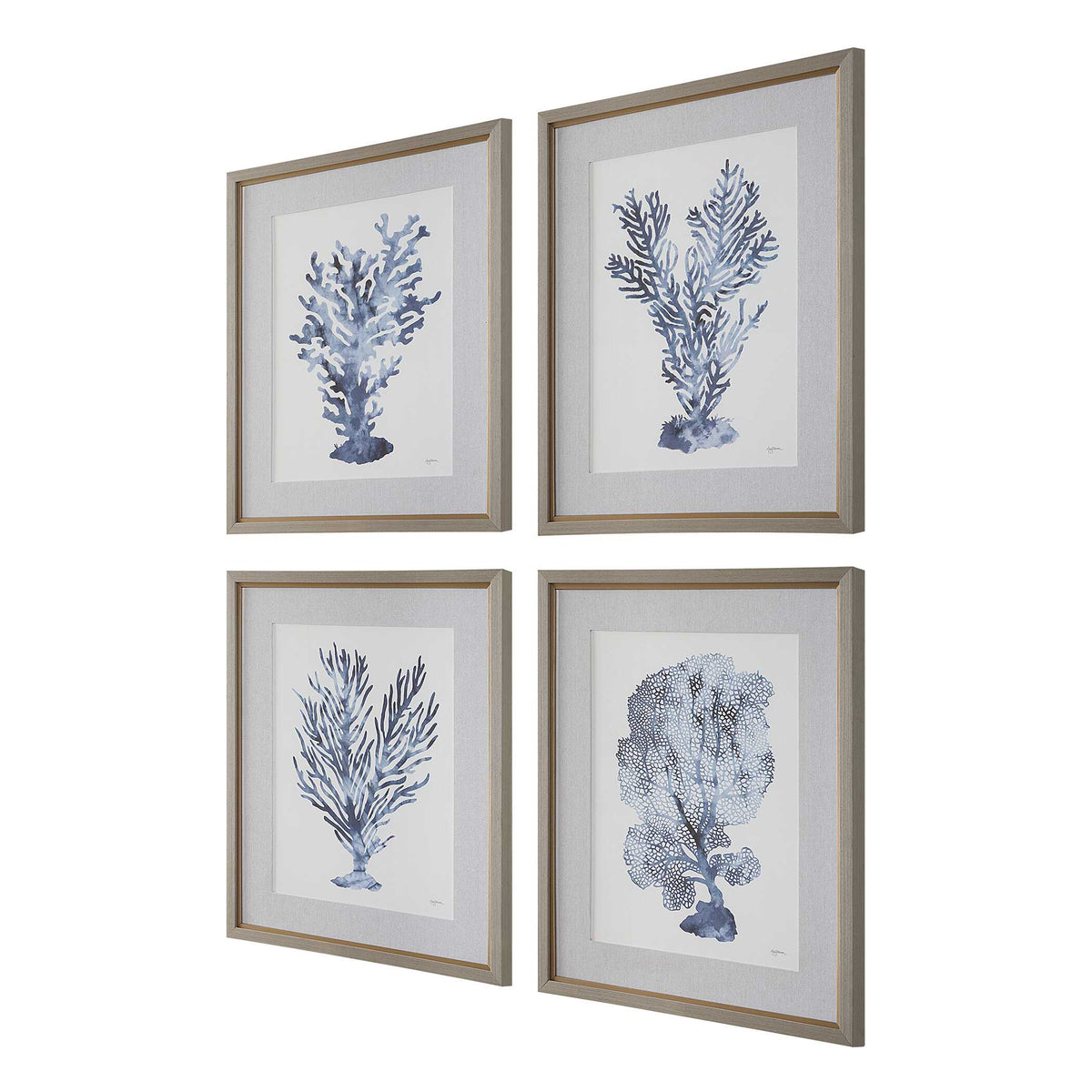 Shibori Coral Framed Prints Set/4