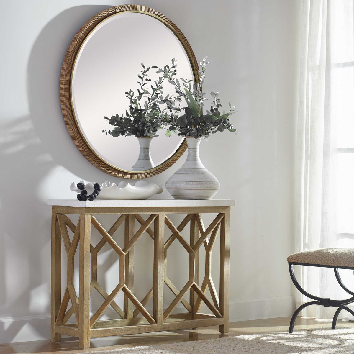 Catali Ivory Stone Console Table