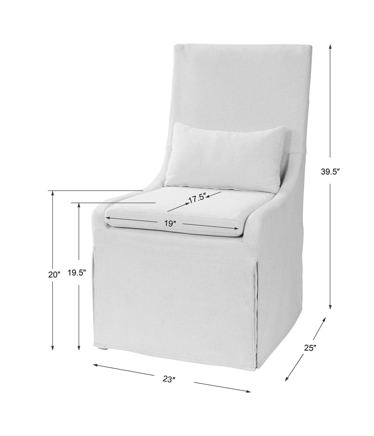 Coley White Linen Armless Chair