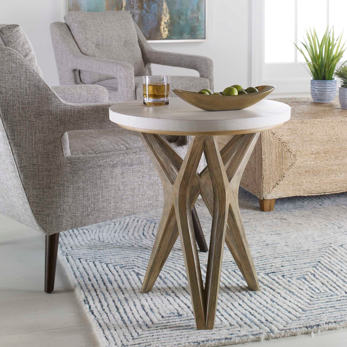 Marnie Limestone Side Table