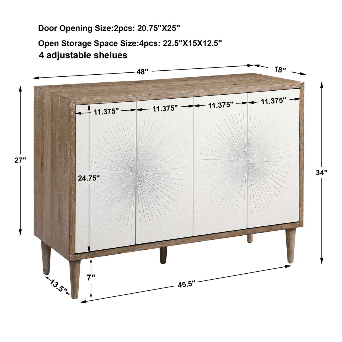 Dani 4 Door White Cabinet