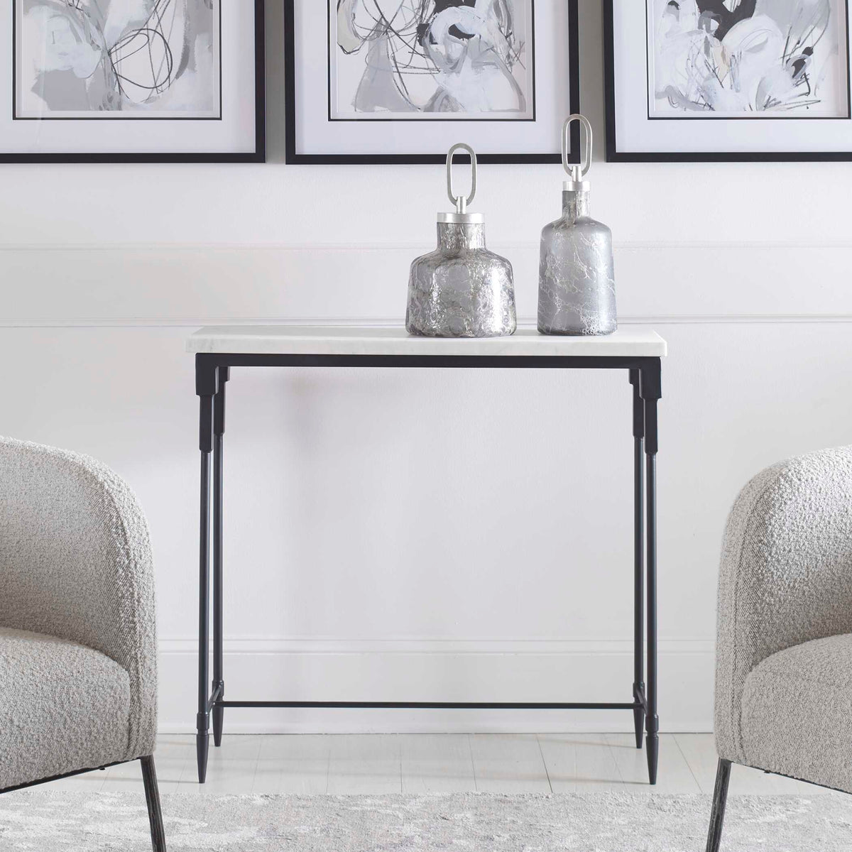 Bourges White Marble Console Table