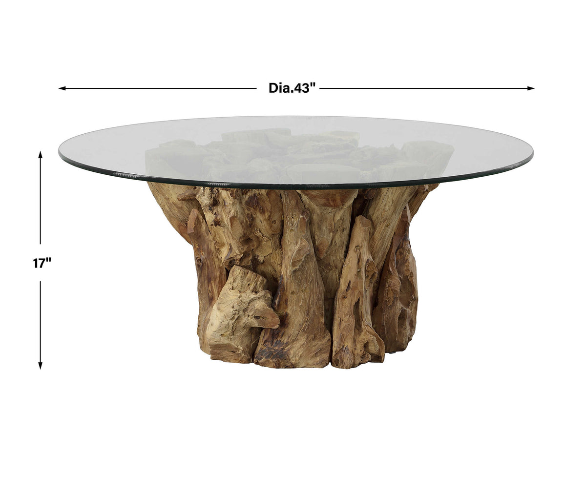 Driftwood Glass Top Large Coffee Table