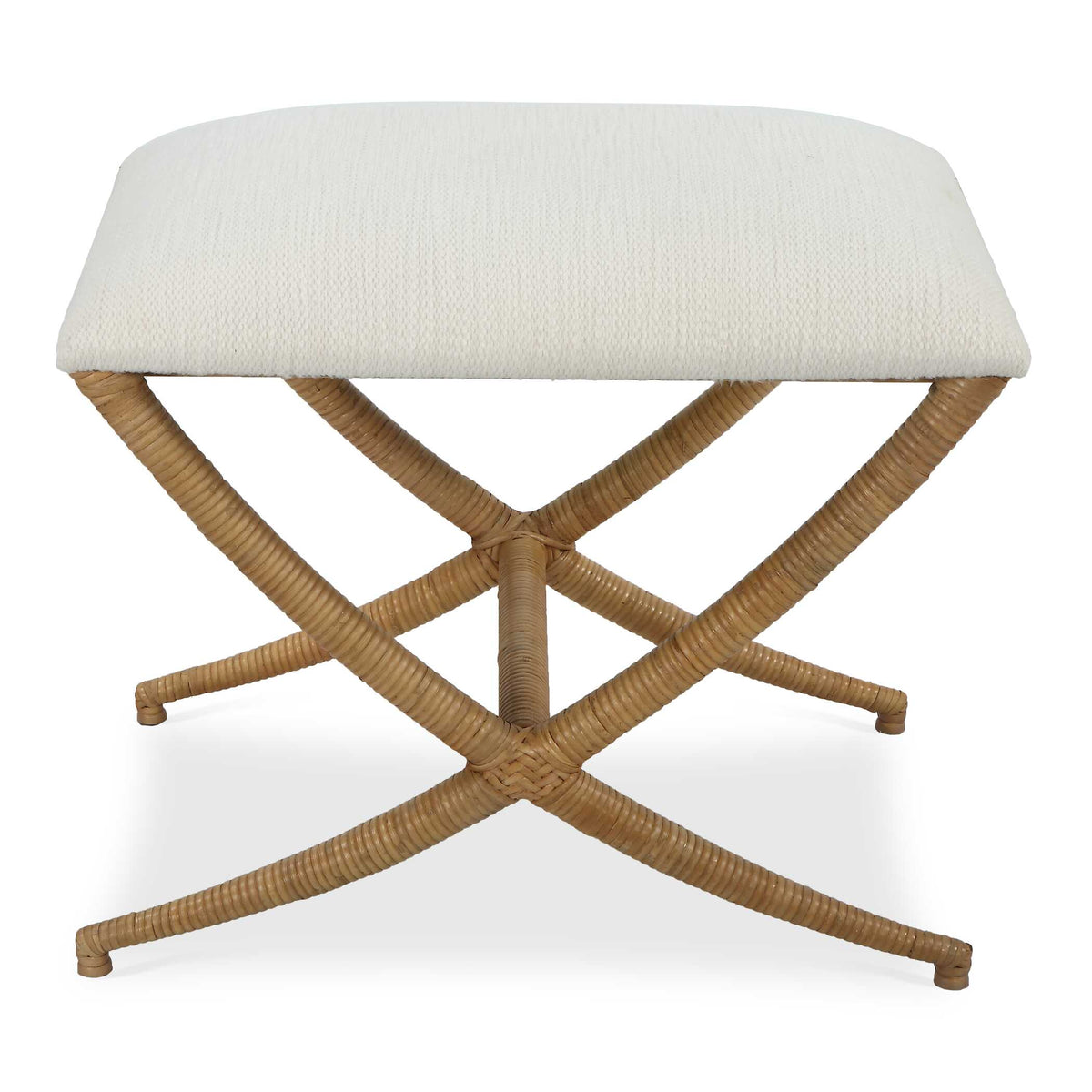 Expedition White Fabric Small Bench