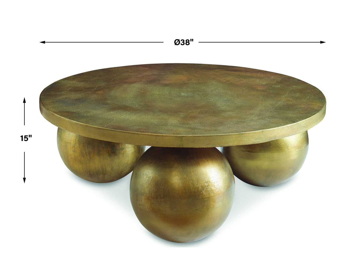 Triplet Antique Brass Coffee Table