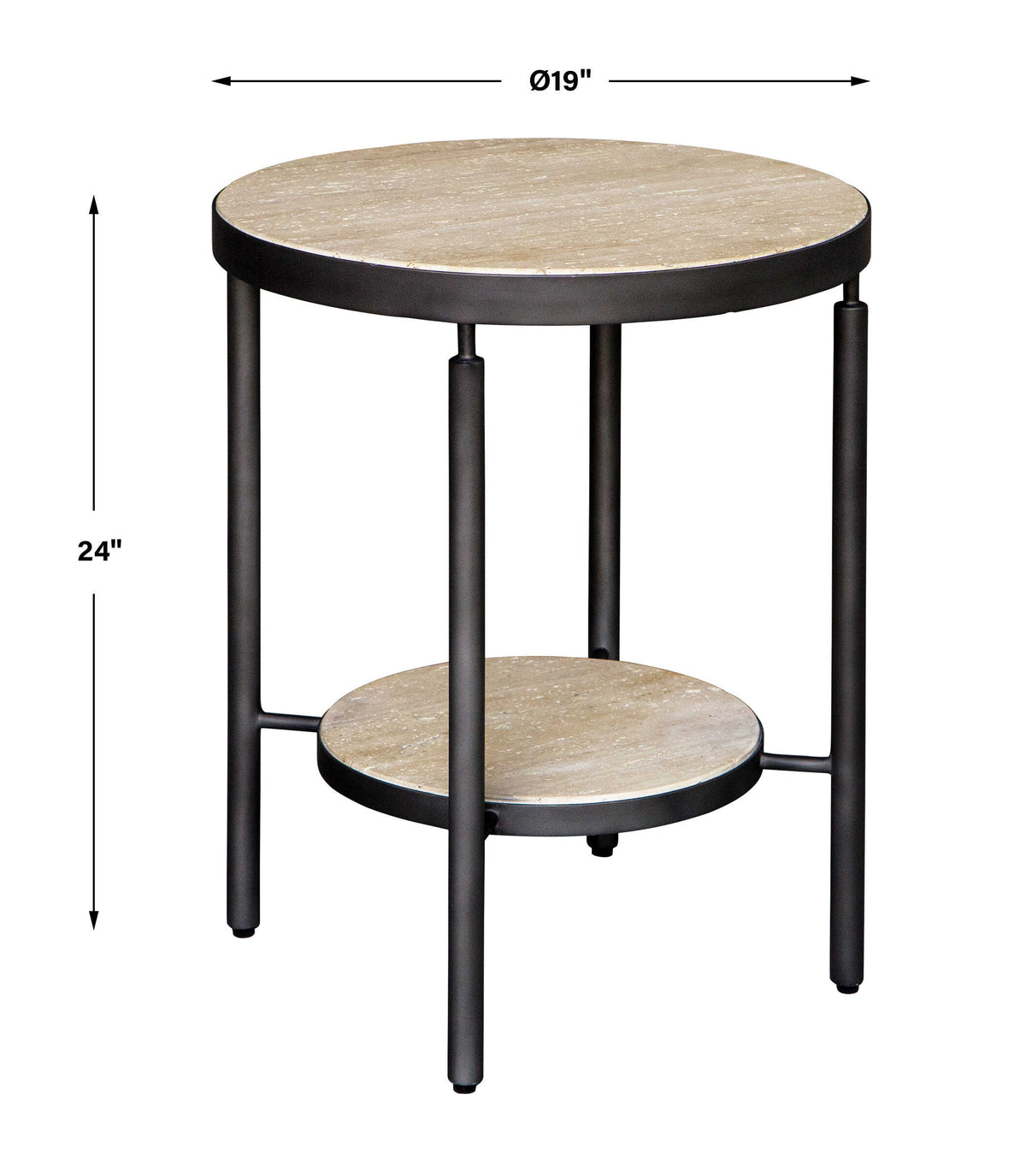 Dauntless Travertine Side Table