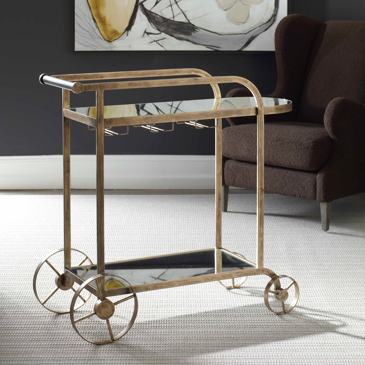 Carrinho Antique Brass Bar Cart