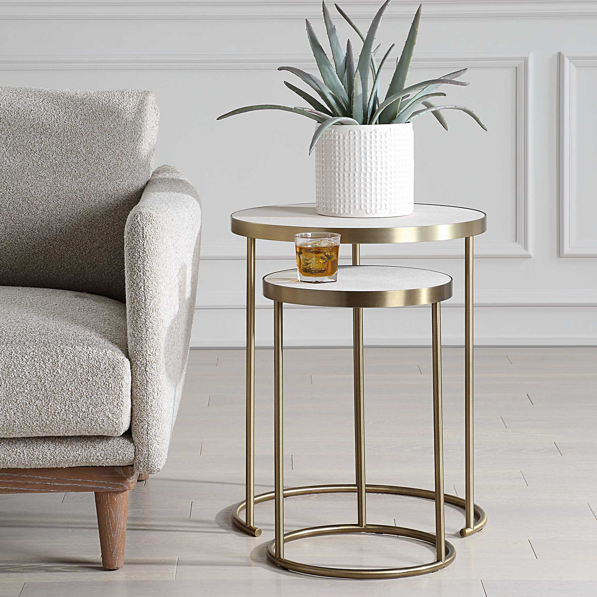 Aragon White Nesting Tables Set/2