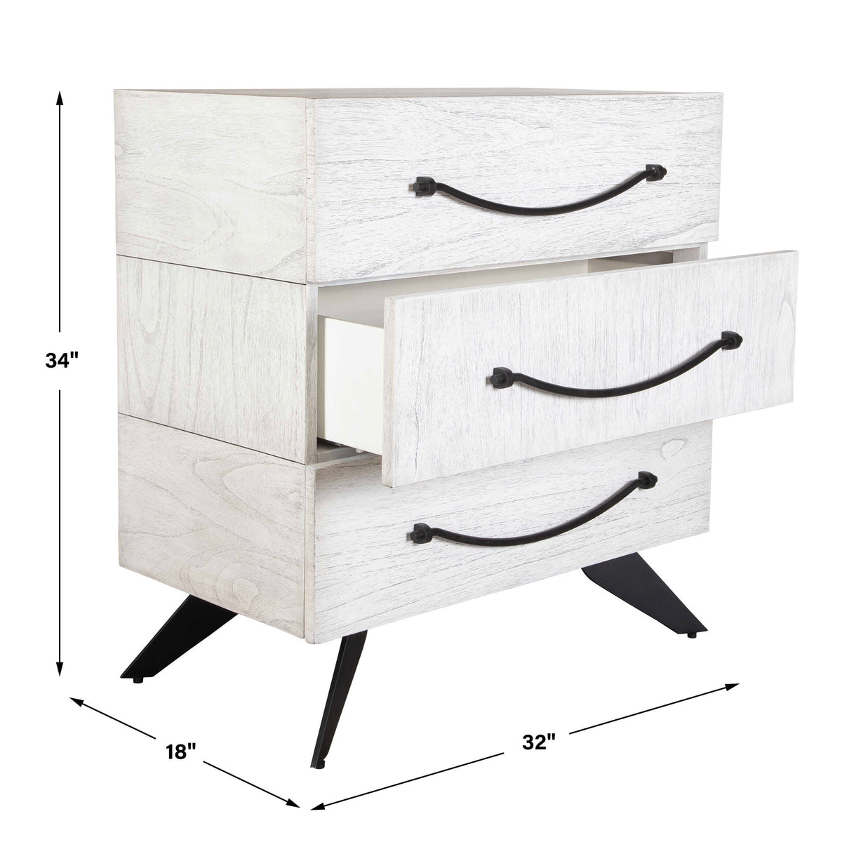 Vivi 3 Drawer White Chest