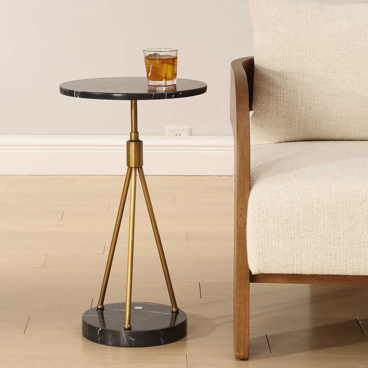 Rosston Black Marble Accent Table