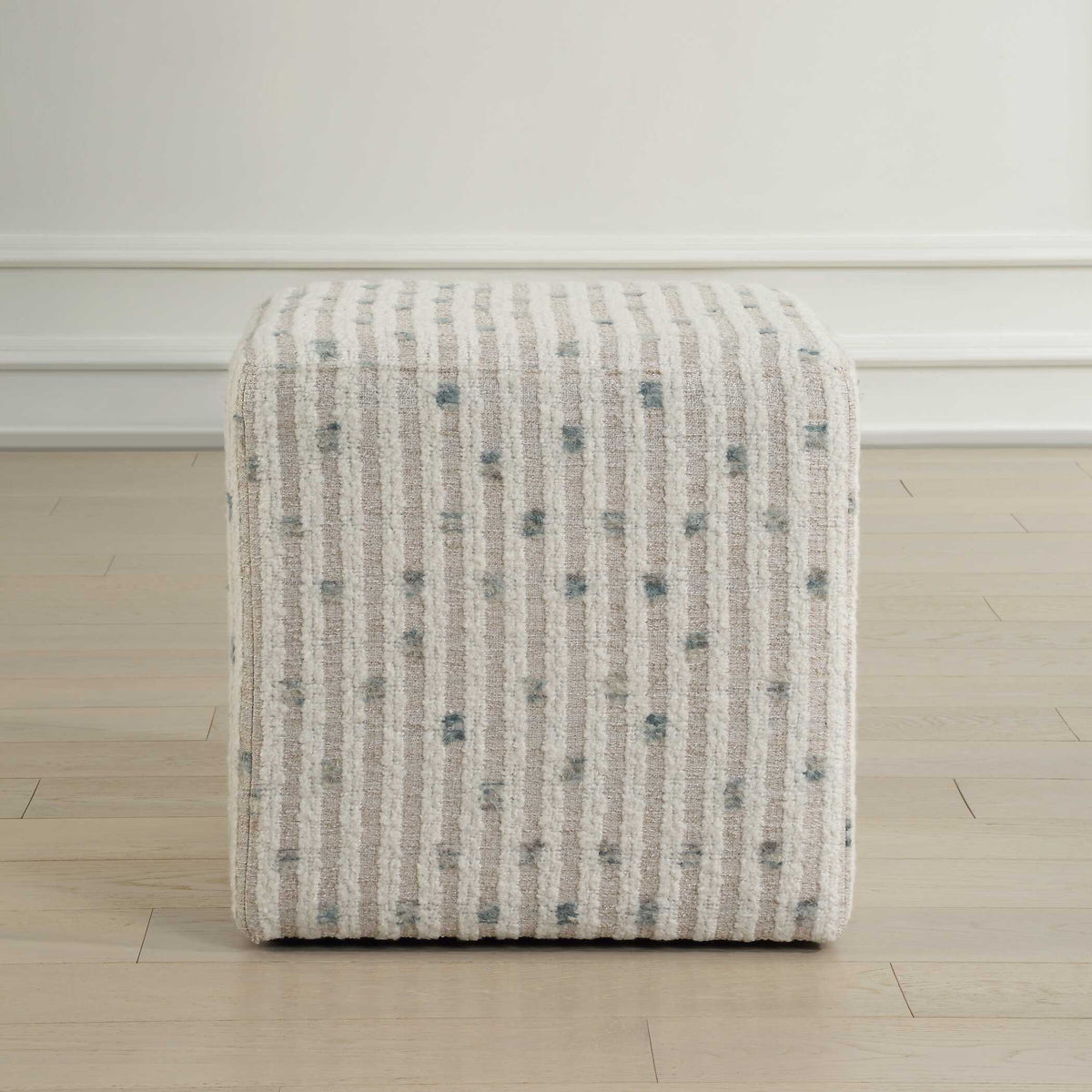 Joie White Chenille Ottoman