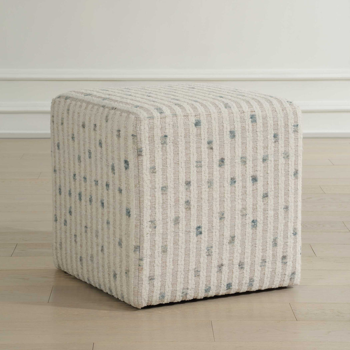 Joie White Chenille Ottoman