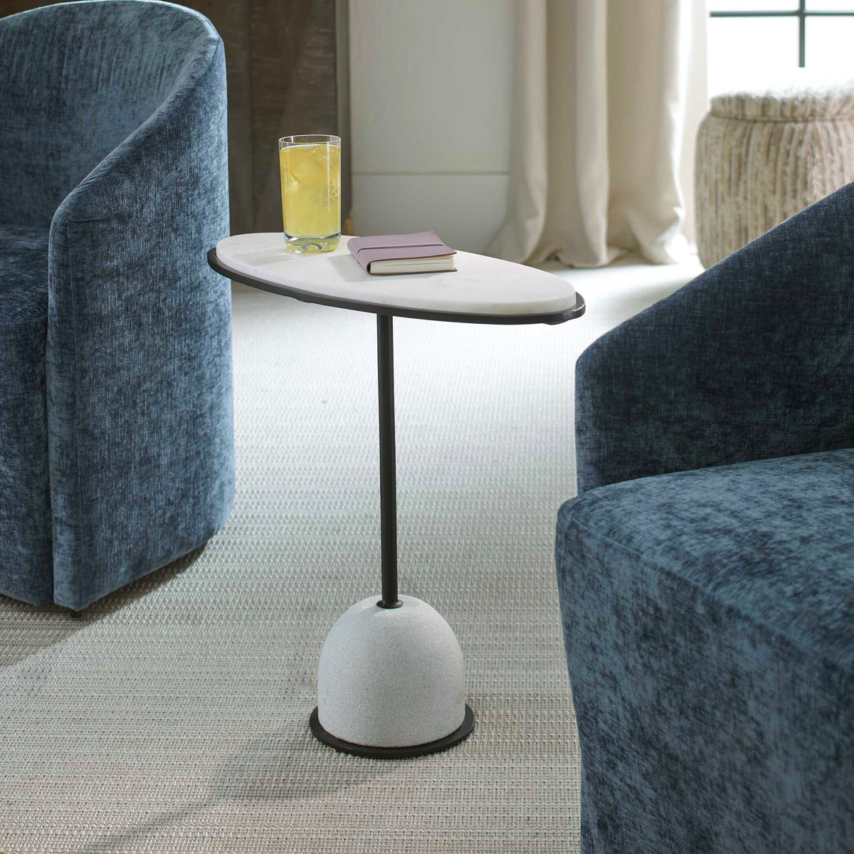 Morro White Marble Side Table