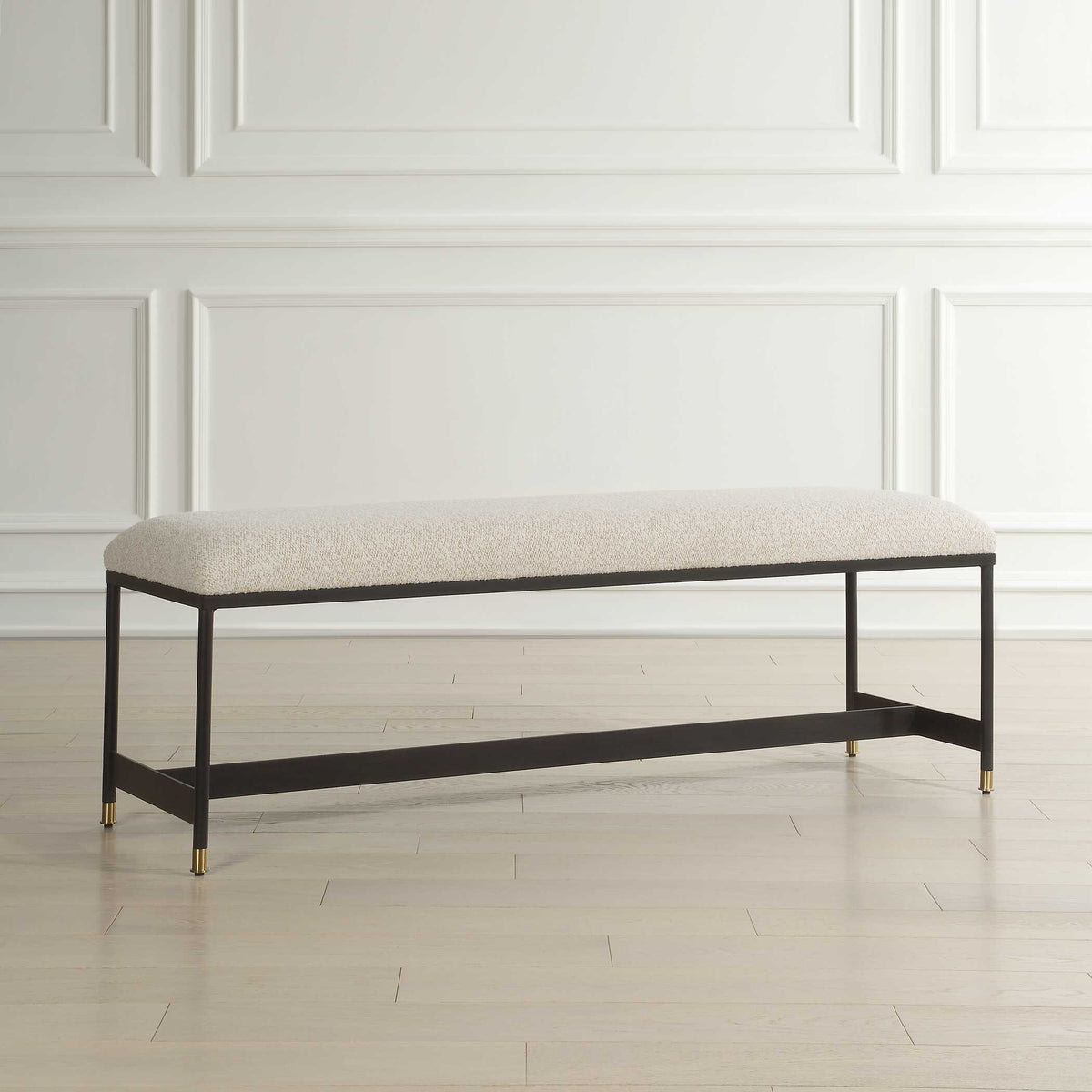 Halston Upholstered White Bench