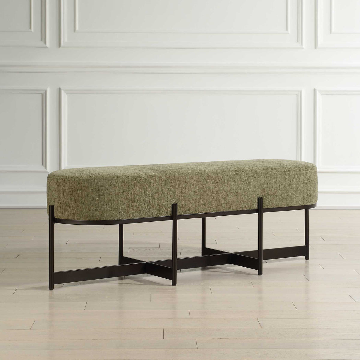 Merino Moss Fabric Bench