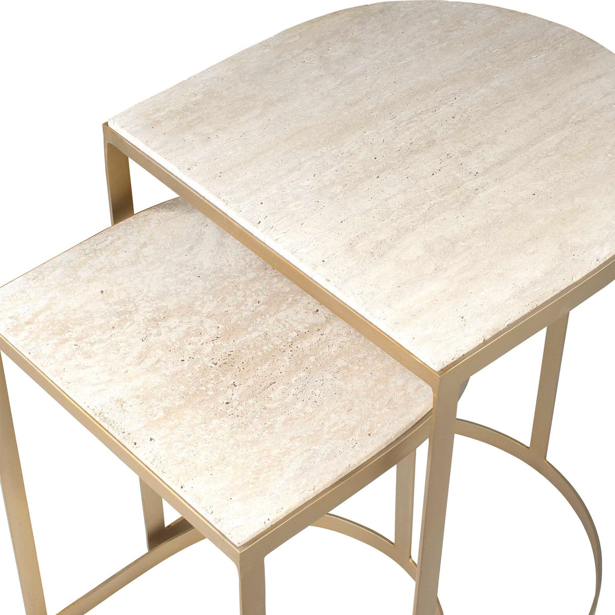 Lindon Travertine Nesting Tables Set/2