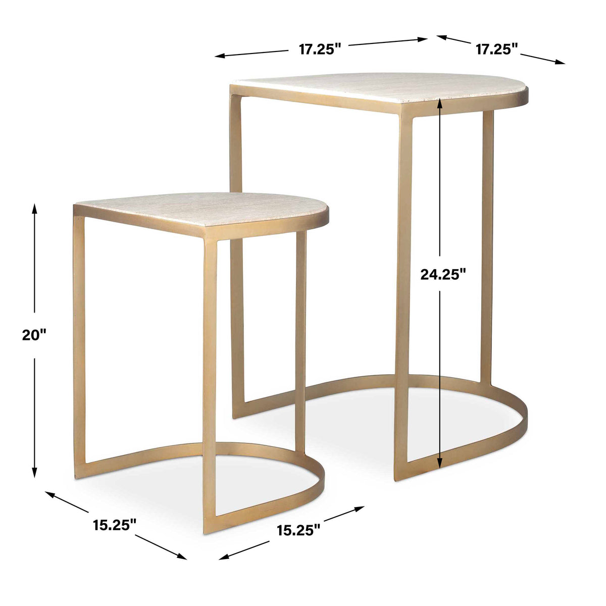 Lindon Travertine Nesting Tables Set/2