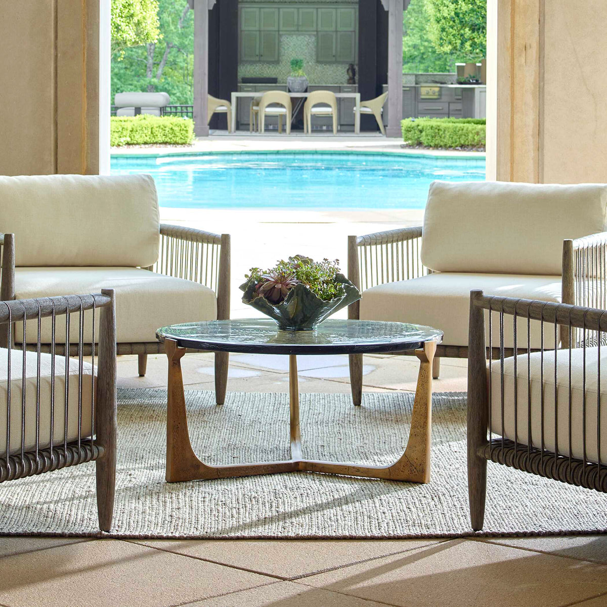 Bohdi Outdoor Brass Coffee Table