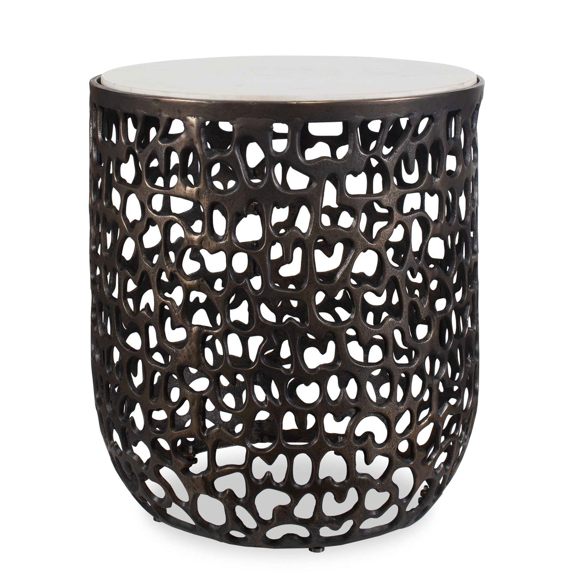 Sabena White Marble Outdoor Side Table