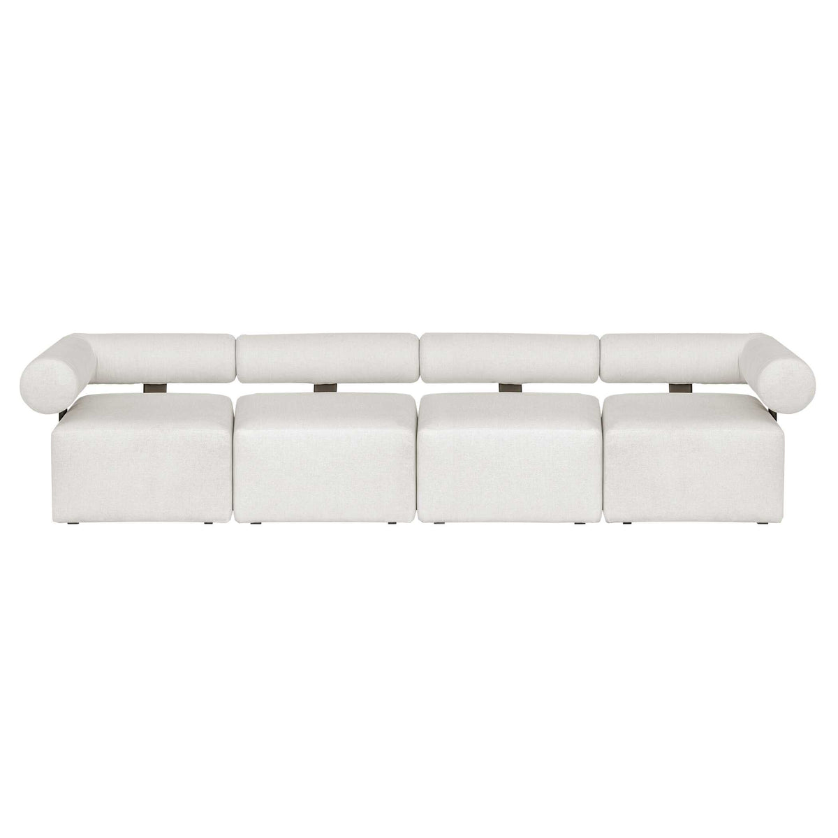 Bolster Back White Armless Outdoor Sofa