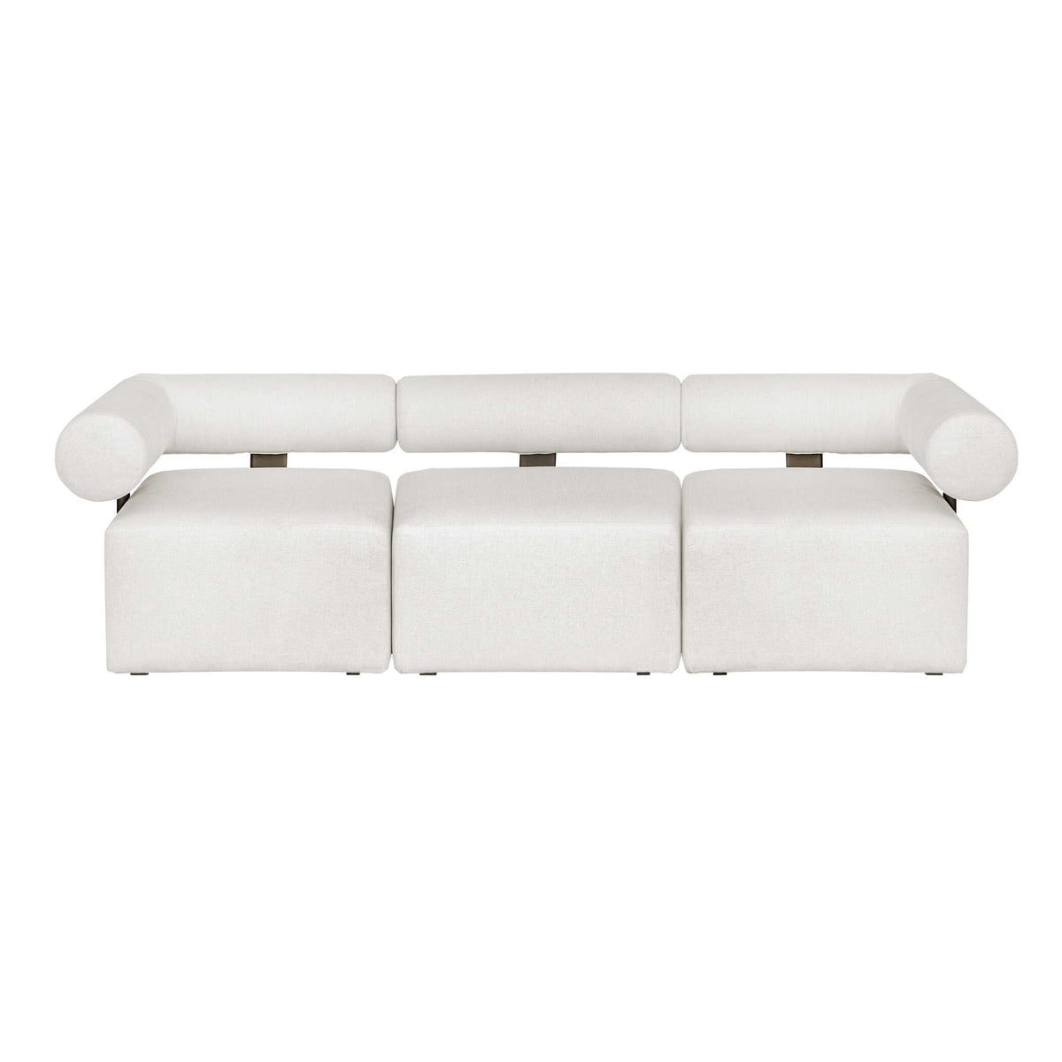 Bolster Back White Armless Outdoor Sofa