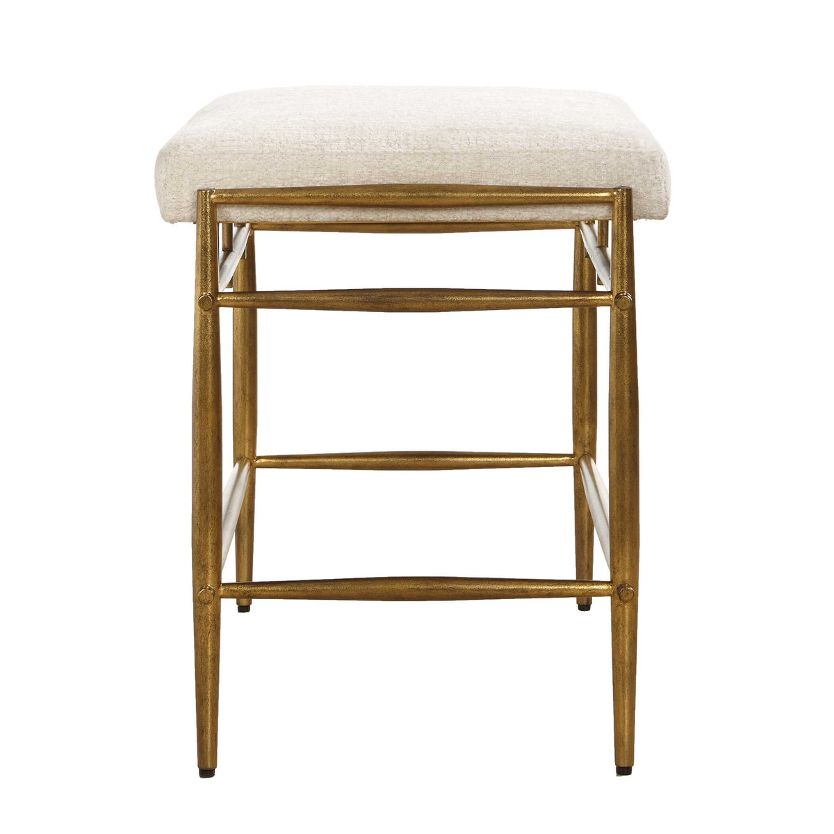Karleen Plush White Small Brass Bench