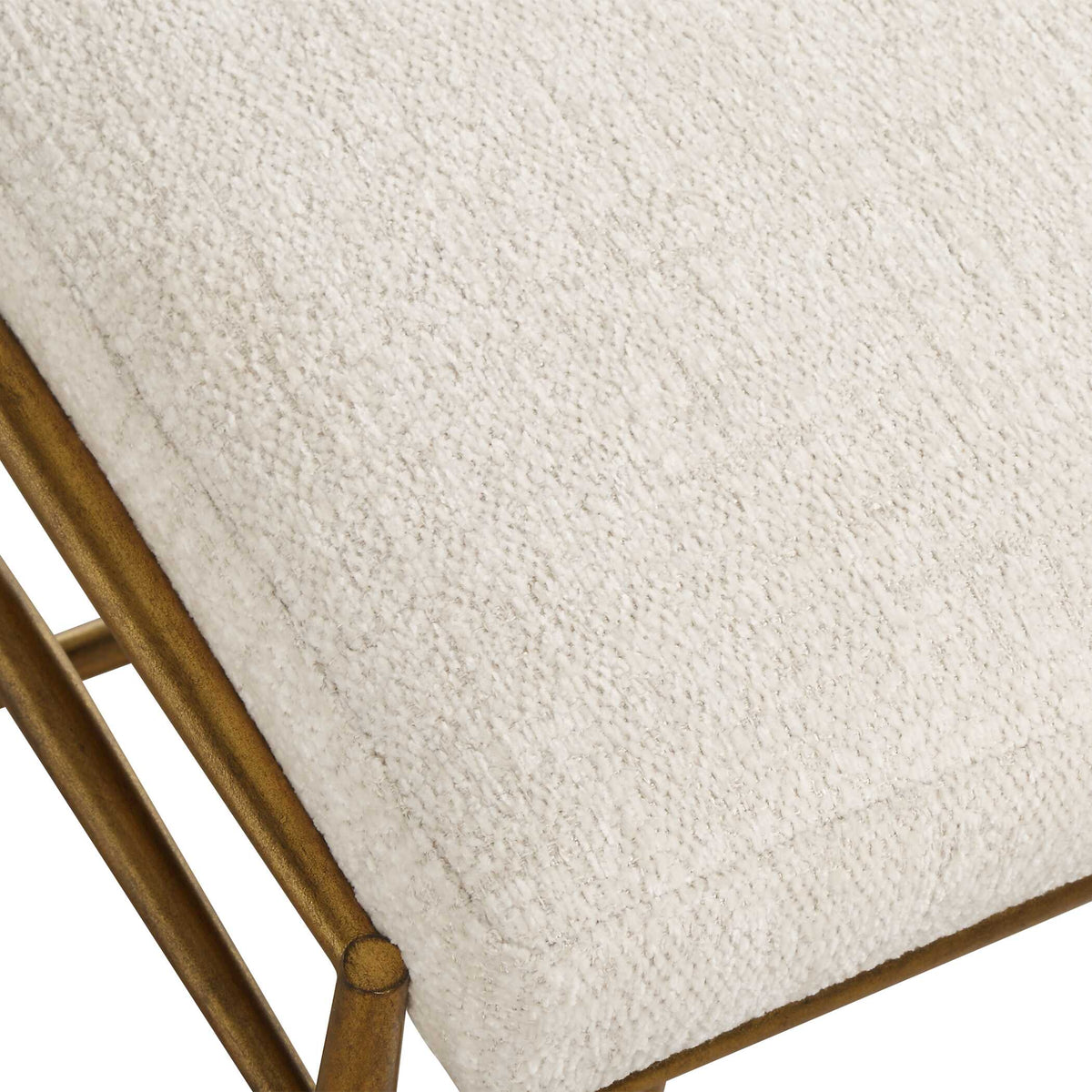 Karleen Plush White Small Brass Bench