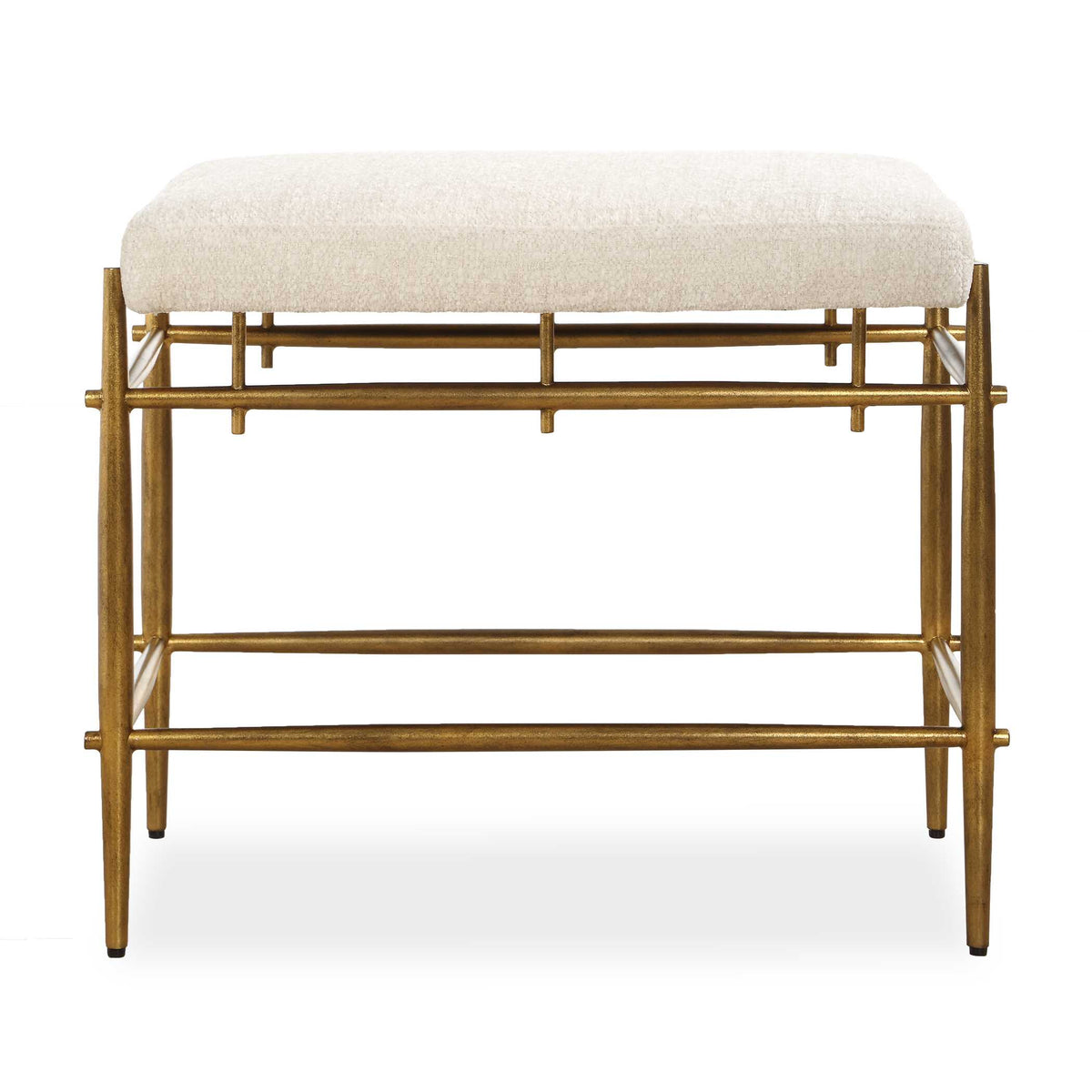 Karleen Plush White Small Brass Bench
