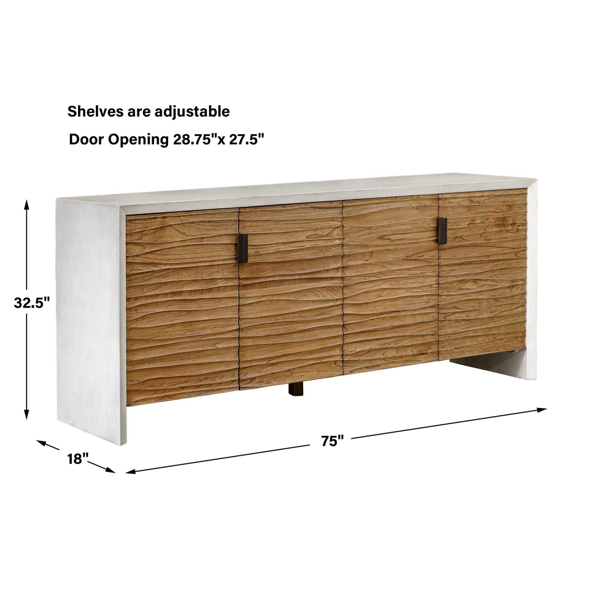 Brinson Carved Wood 4 Door Cabinet