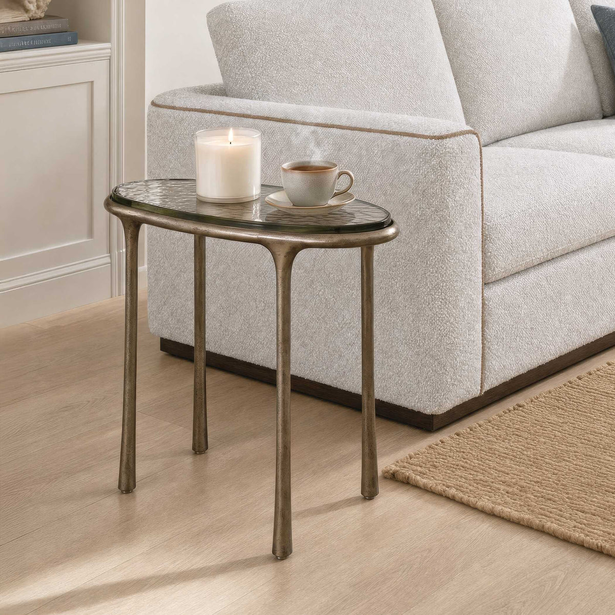 Ata Oval Brass Accent Table