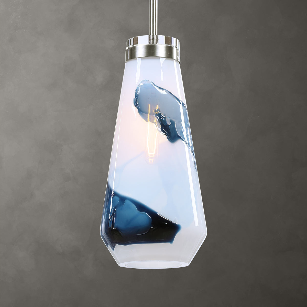 Windswept Blue & White 1 Light Mini Pendant