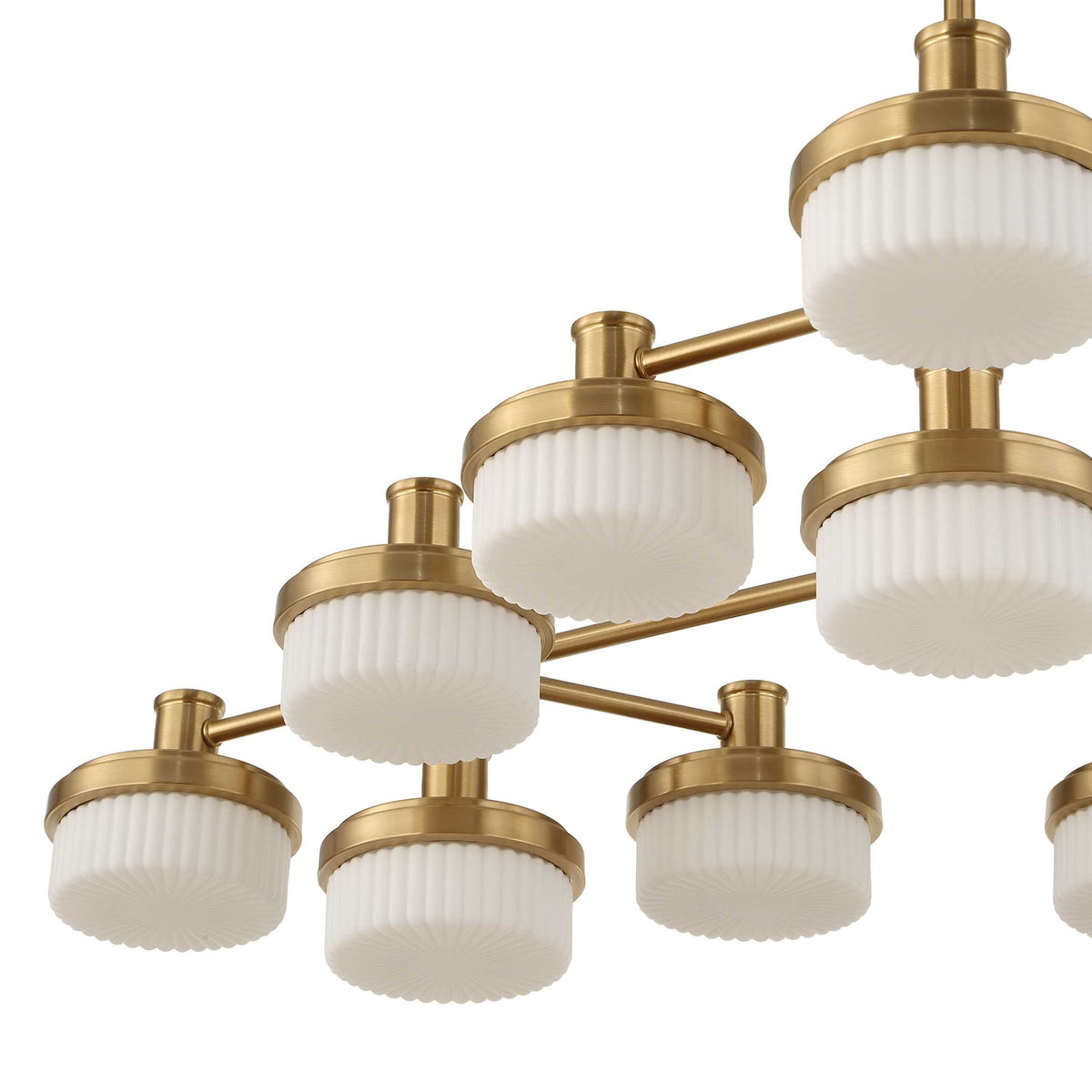 Wedge 12 Lt LED Brass Chandelier