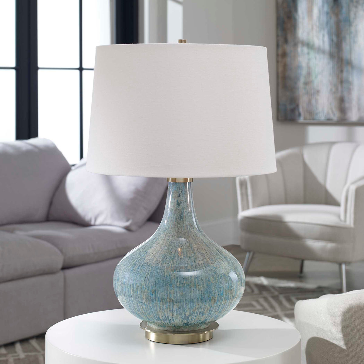 Celinda Blue Gray Glass Lamp