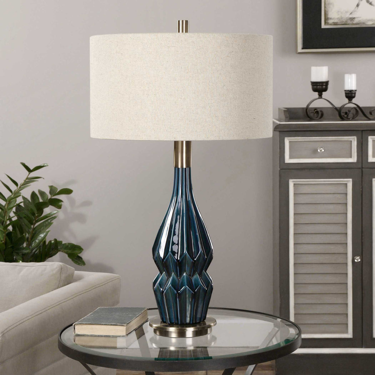 Prussian Blue Ceramic Lamp