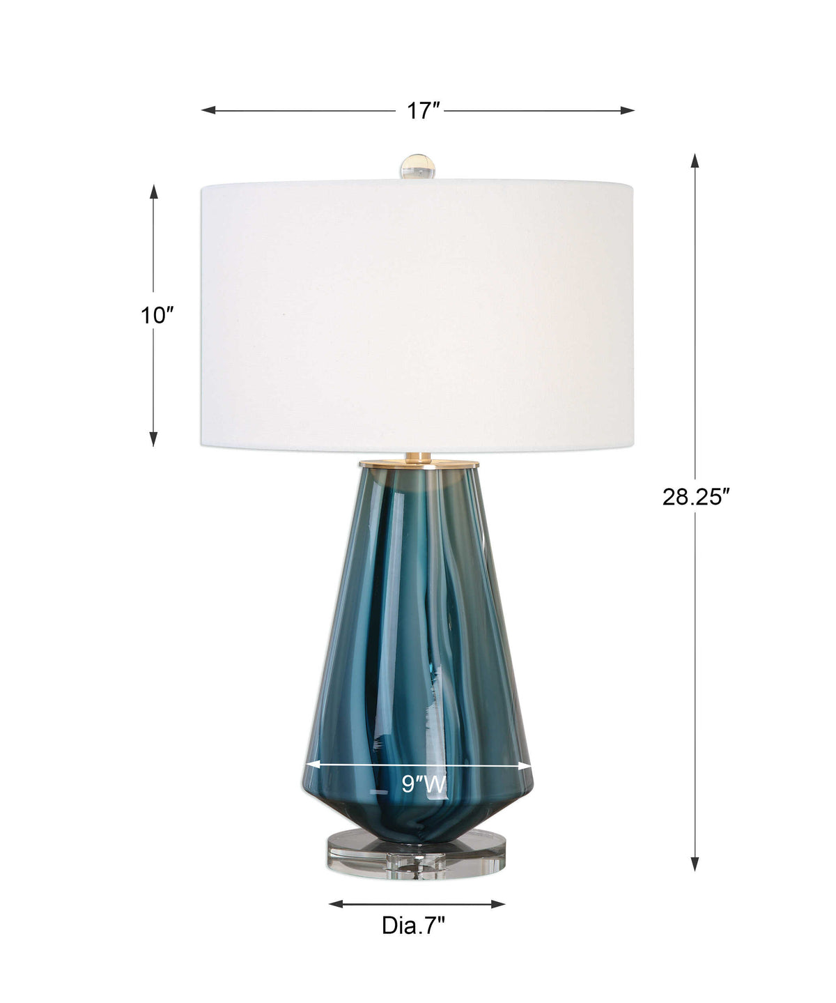 Pescara Teal-Gray Glass Lamp