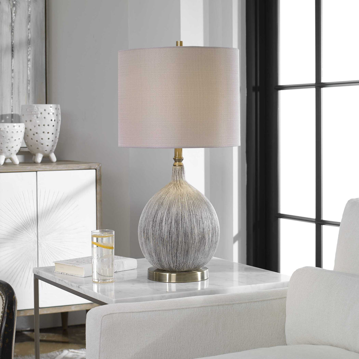 Hedera Textured Ivory Table Lamp
