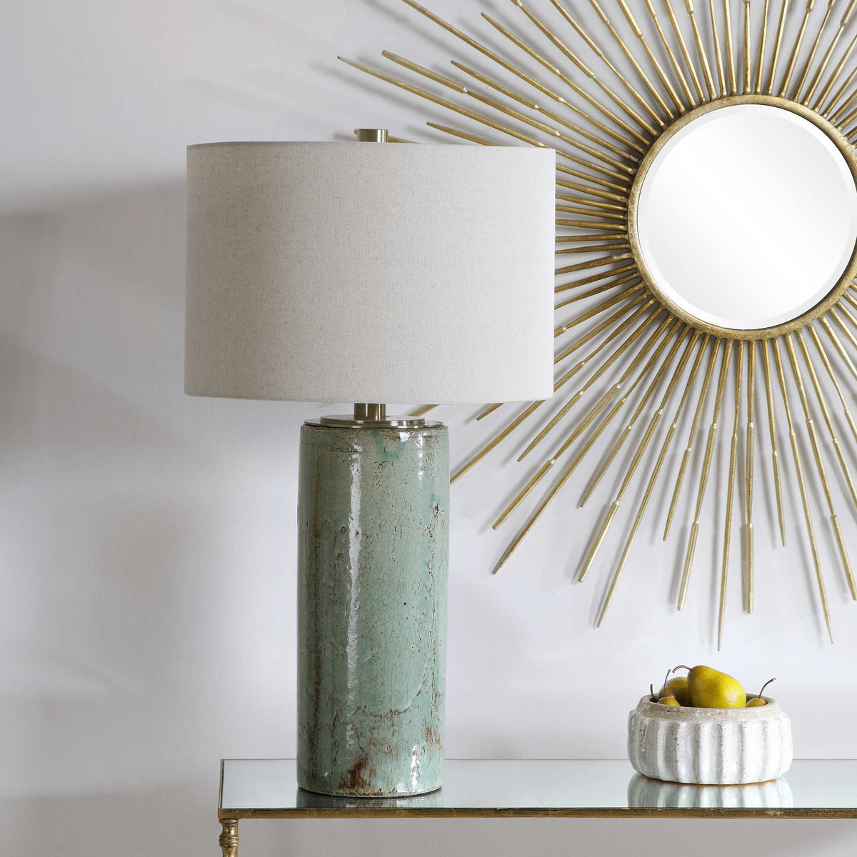 Callais Crackled Aqua Table Lamp
