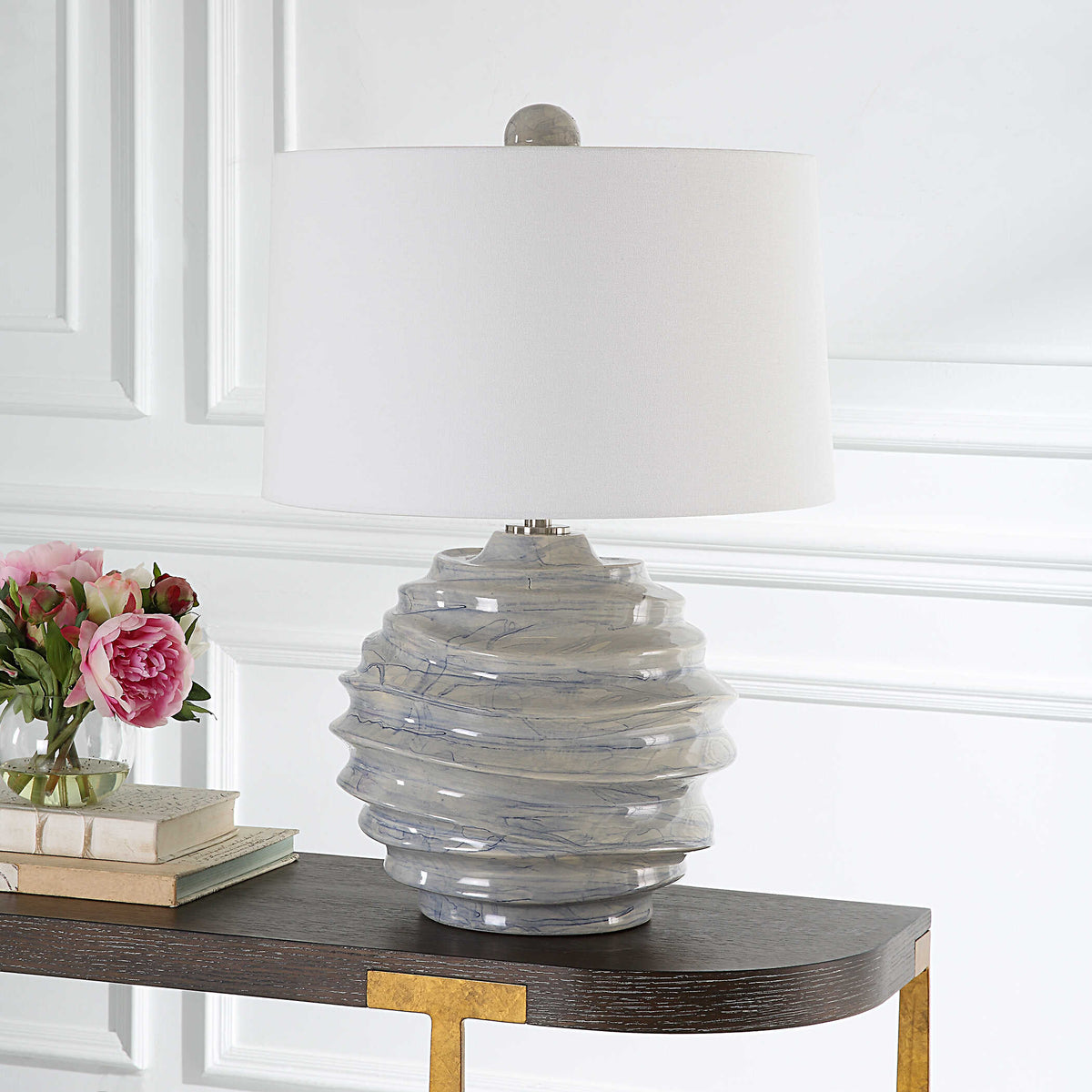 Waves Blue & White Accent Lamp