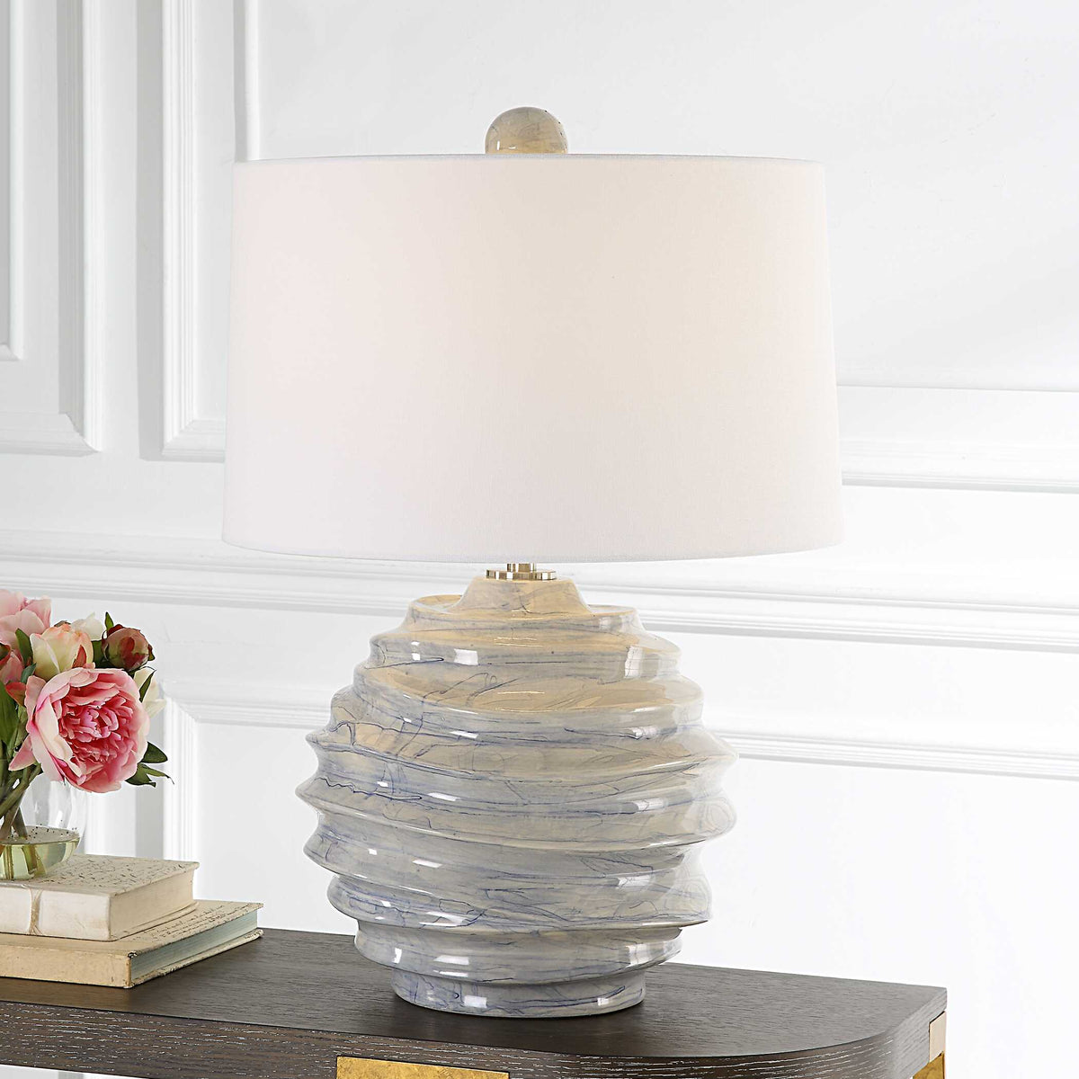 Waves Blue & White Accent Lamp