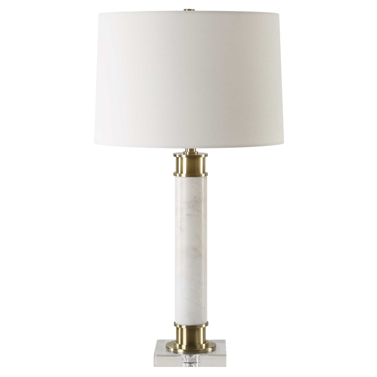 Plinth White Marble Table Lamp