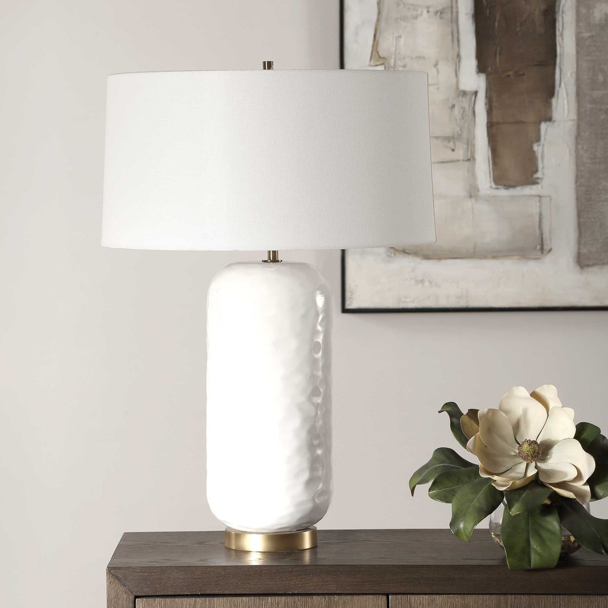 Iona White Glaze Table Lamp