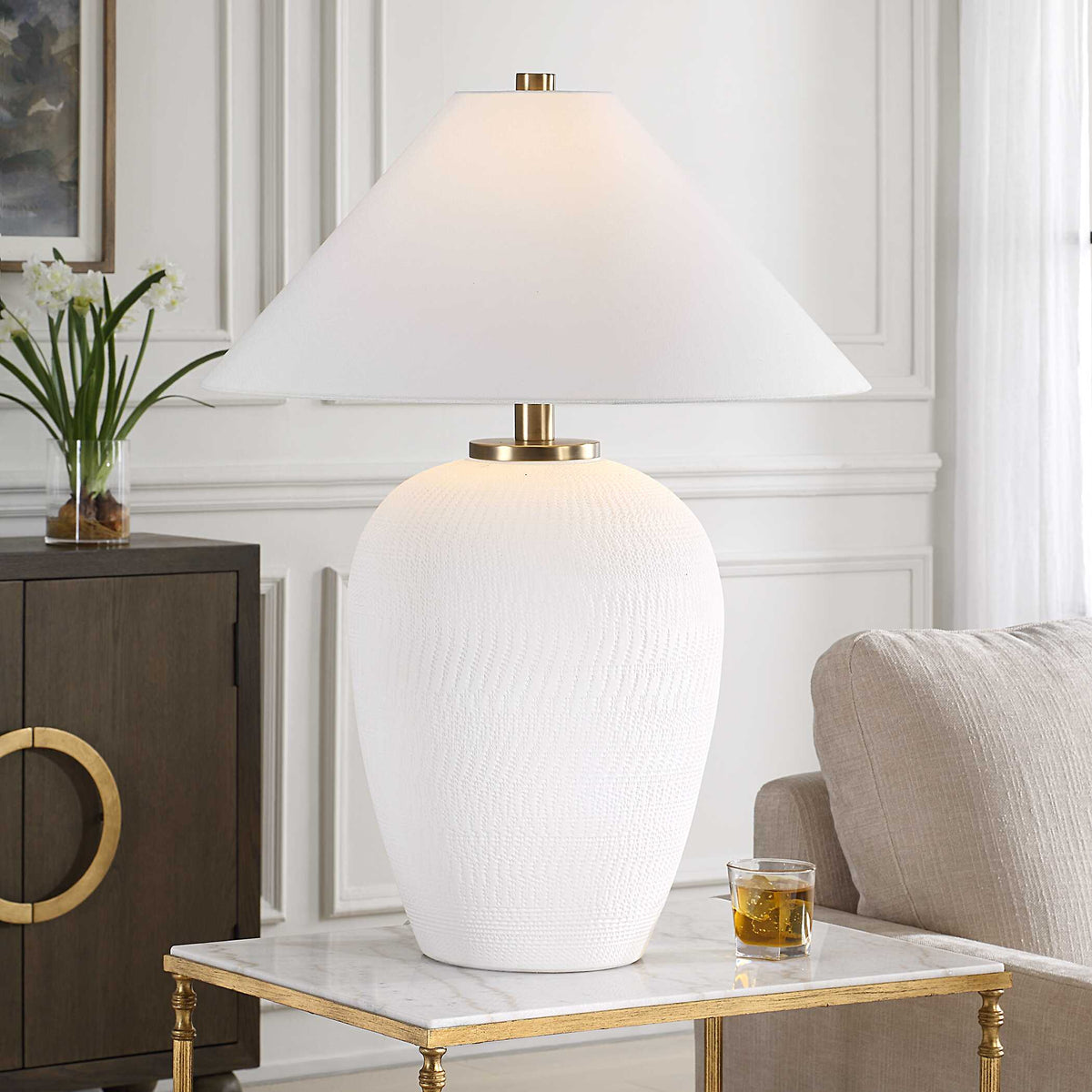 Merriton Matt White Table Lamp