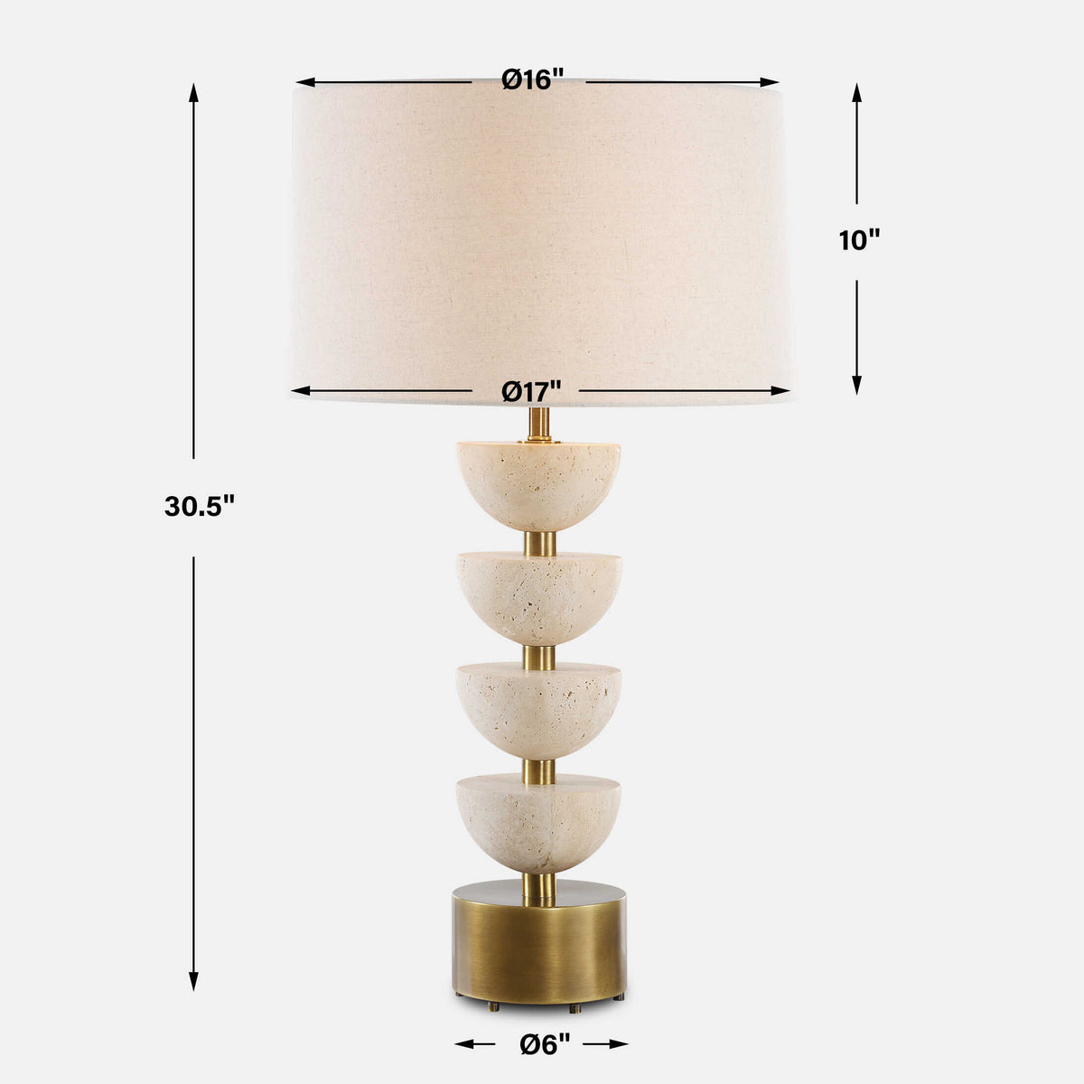 Hemisphere Travertine Table Lamp