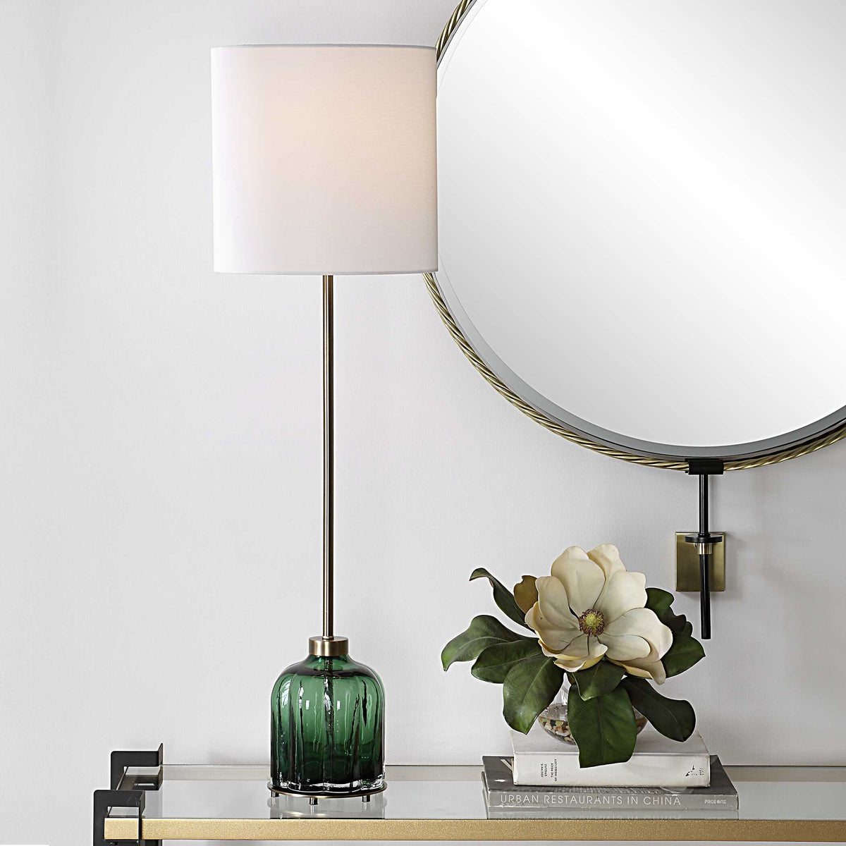 Lois Green Glass Buffet Lamp