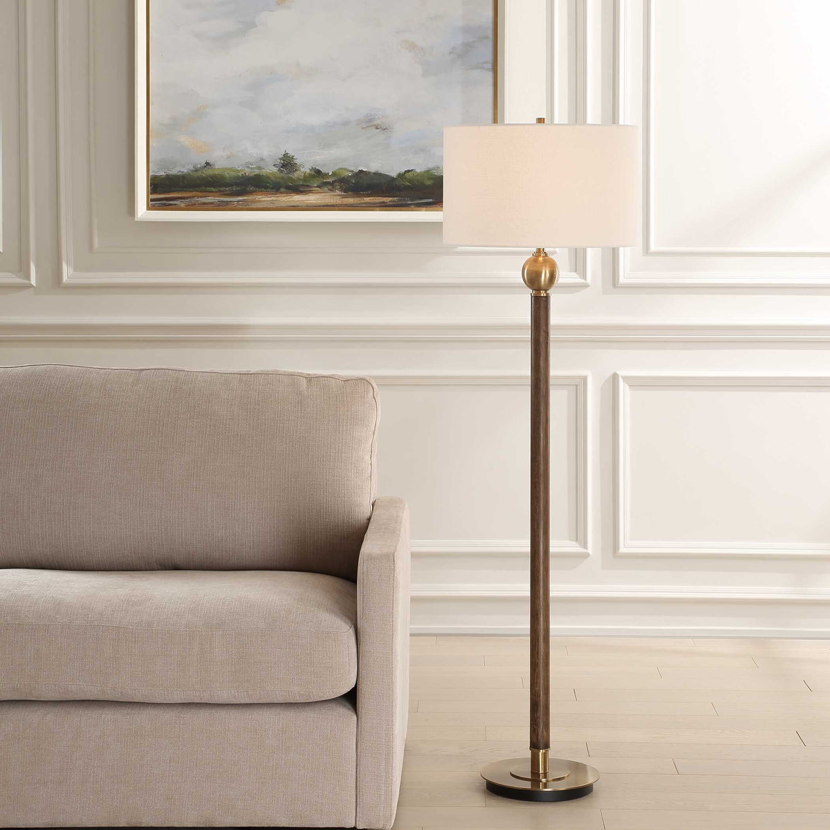 Keros Dark Oak Floor Lamp